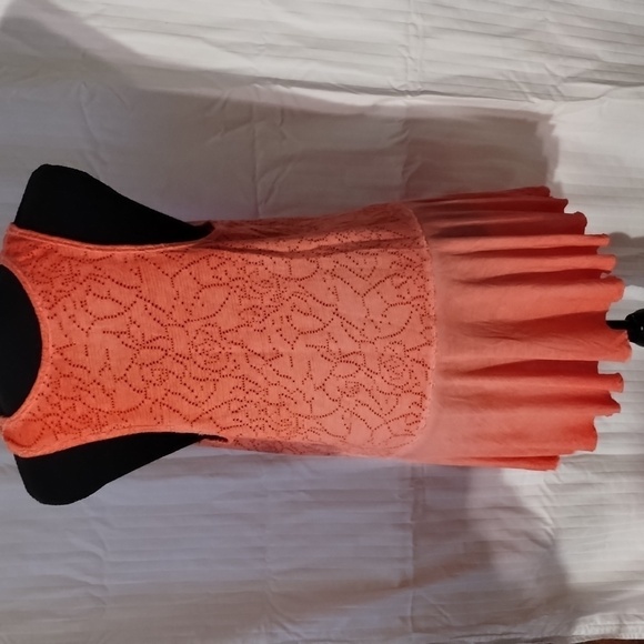 Free People orange racerback tunic Sz L Beautiful flare detail - Picture 3 of 11